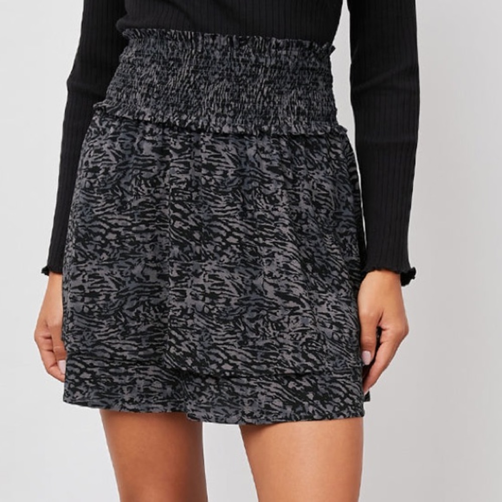 RAILS women’s Addison Smocked Skirt Charcoal Abstract Animal